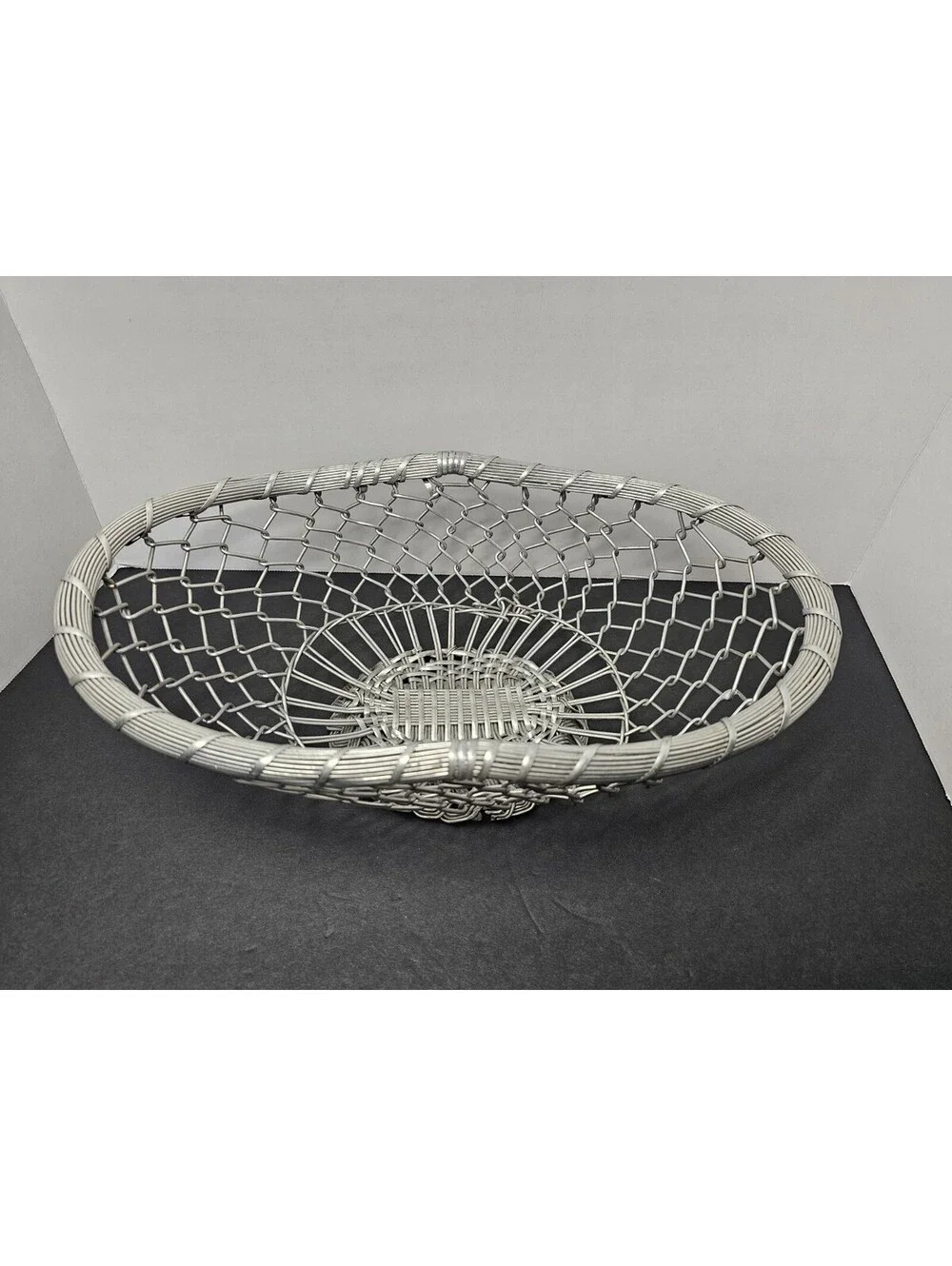 IHI Woven Wire Mesh Decorative Basket Bowl Silver Made in India